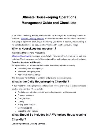 Ultimate Housekeeping Operations Management Guide.
